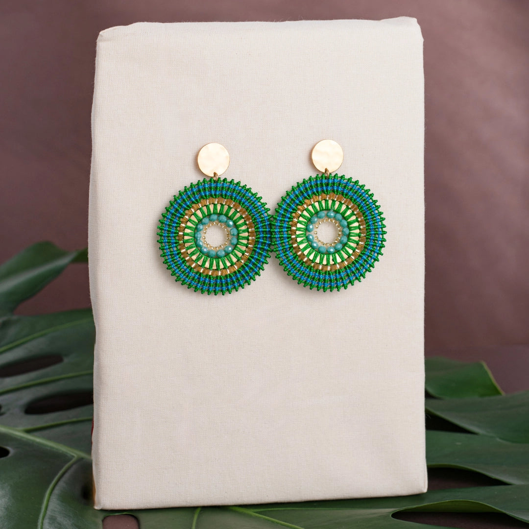 Arete Sol Verde y Turquesa