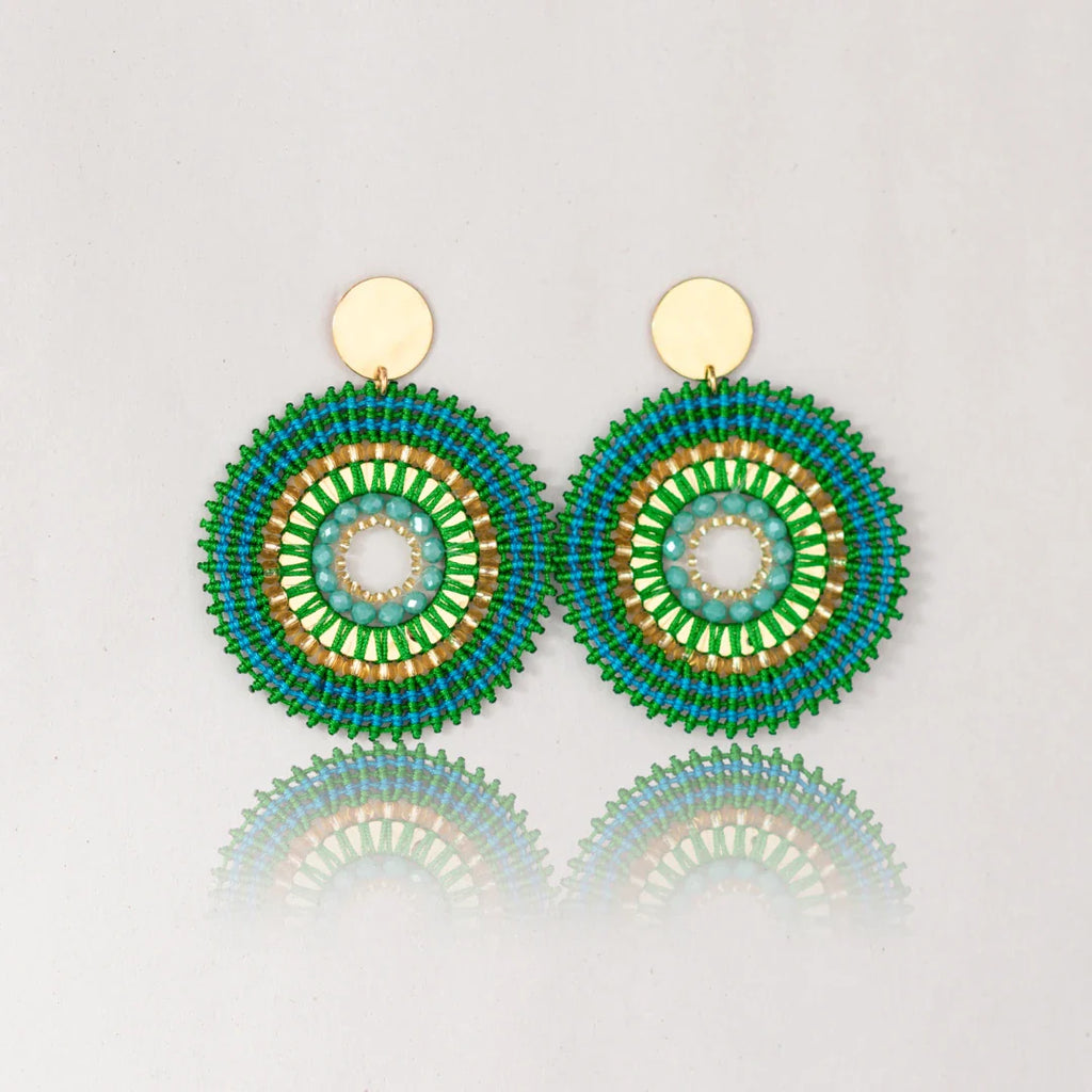 Arete Sol Verde y Turquesa