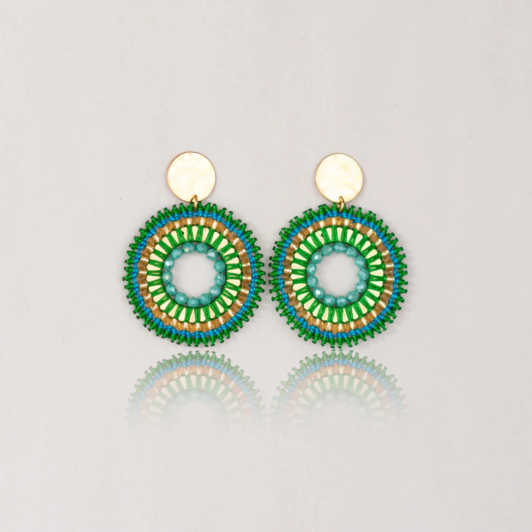 Arete amanecer verde y turquesa