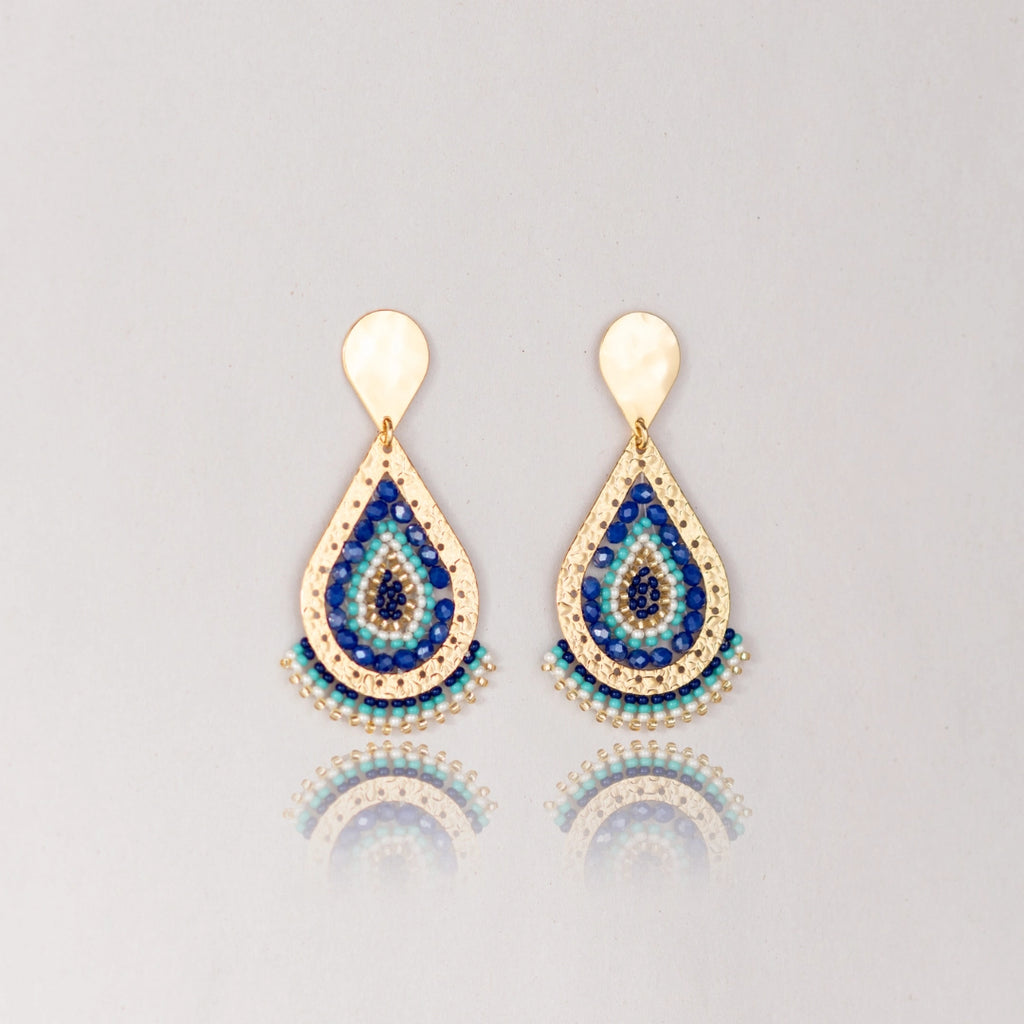Aretes Mostacilla Gota Azul